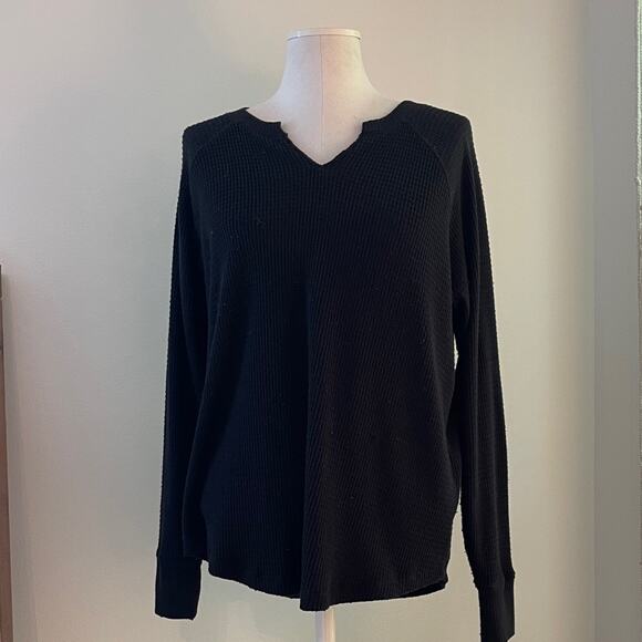 American Eagle Outfitters Sweaters - American Eagle Black Waffle Knit Long Sleeve Top